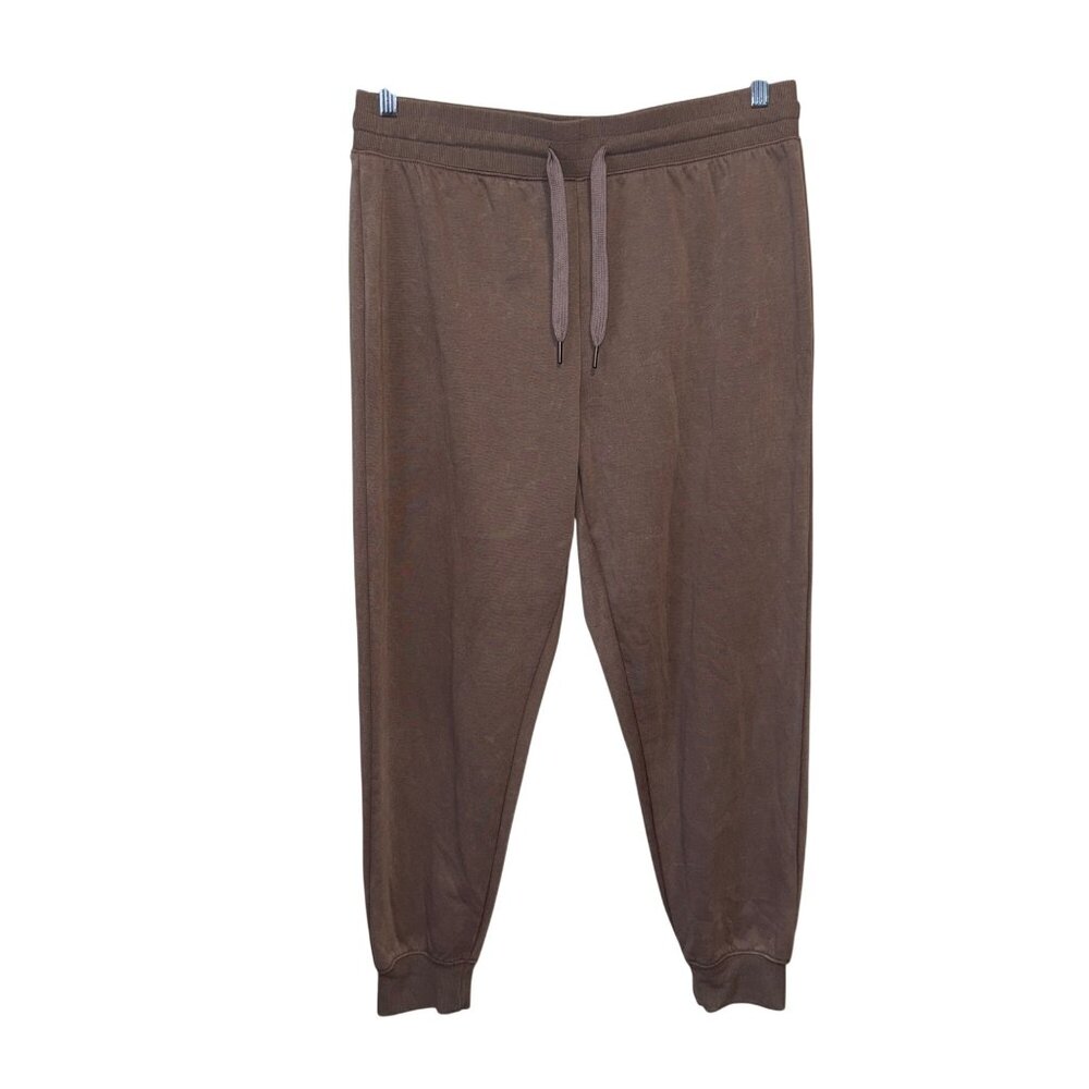 Harmony & Balance Womens Brown Jogger Pants Drawstring Waistband Ribbed Cuffs